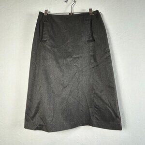 Saint James Women Skirt Size 4 Gray Midi Straight & Pencil Twill Formal Office